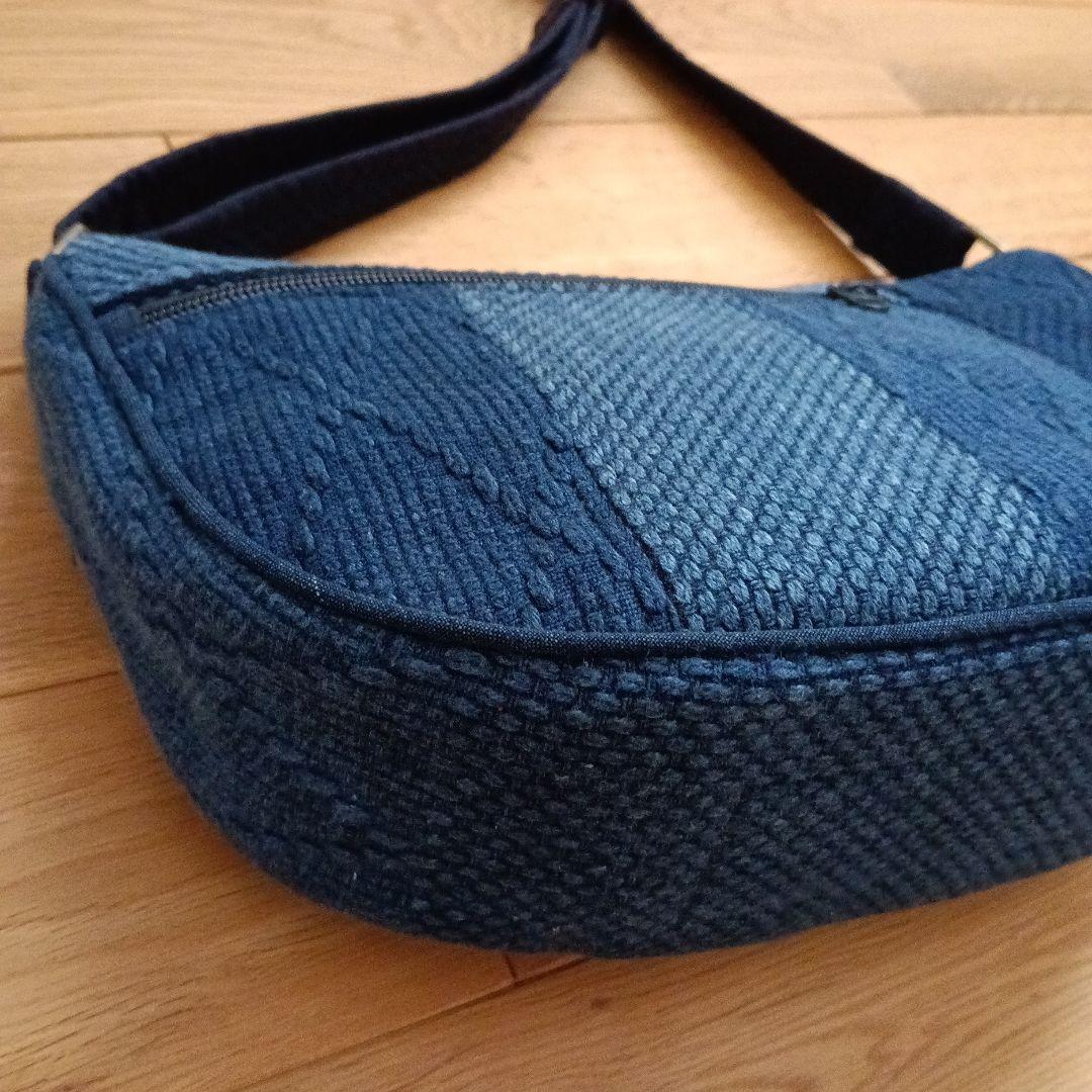 古布藍染木綿二重剣道着　小さめショルダーバッグ　ハンドメイド