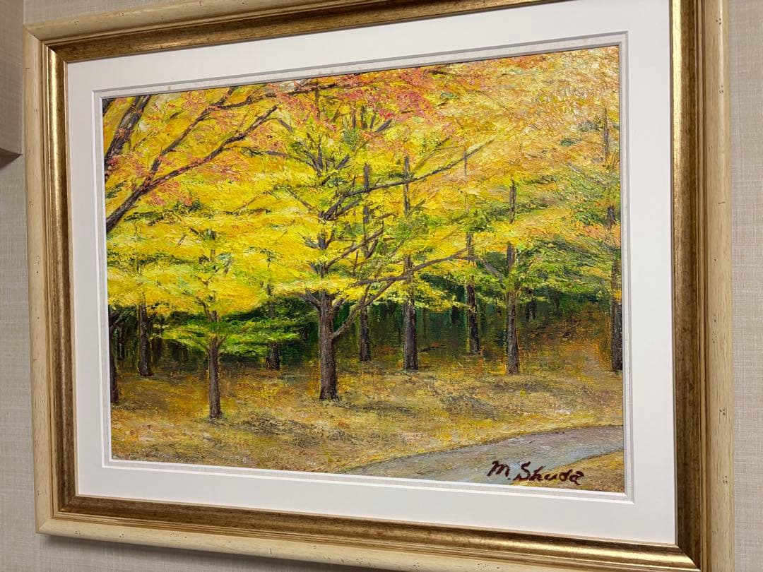 油彩原画『黄葉の小路』F12号　額装品