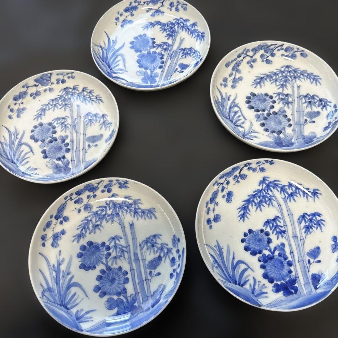 古伊万里　染付け　菊竹梅図　5枚❗️ ✨ばら売り可能です✨