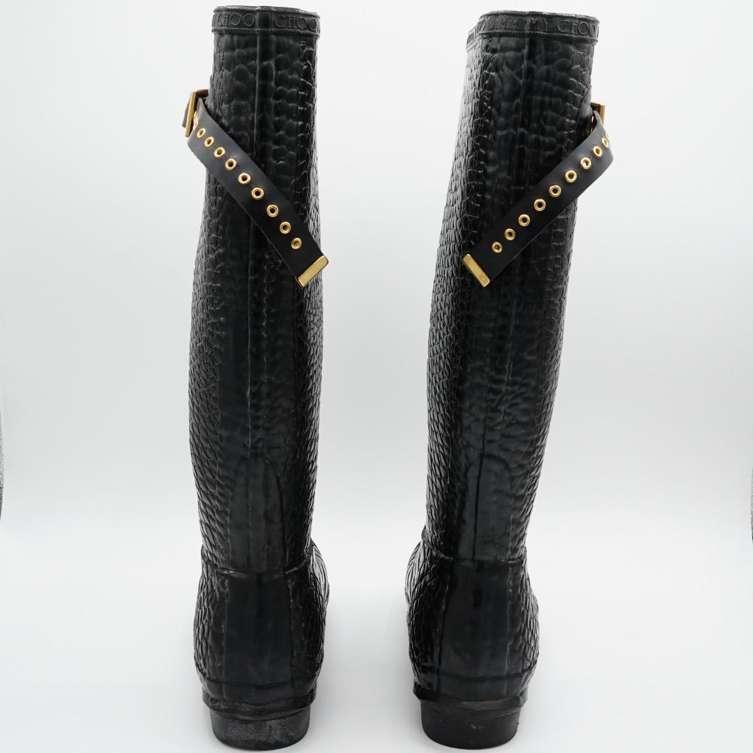 JIMMY CHOO HUNTER レインブーツ ブラック 豹柄
