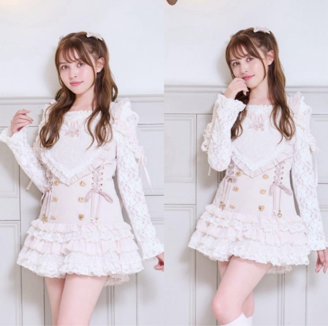 LIZLISA リズリサ ハートエプロンジャンスカセットアップ ピンク