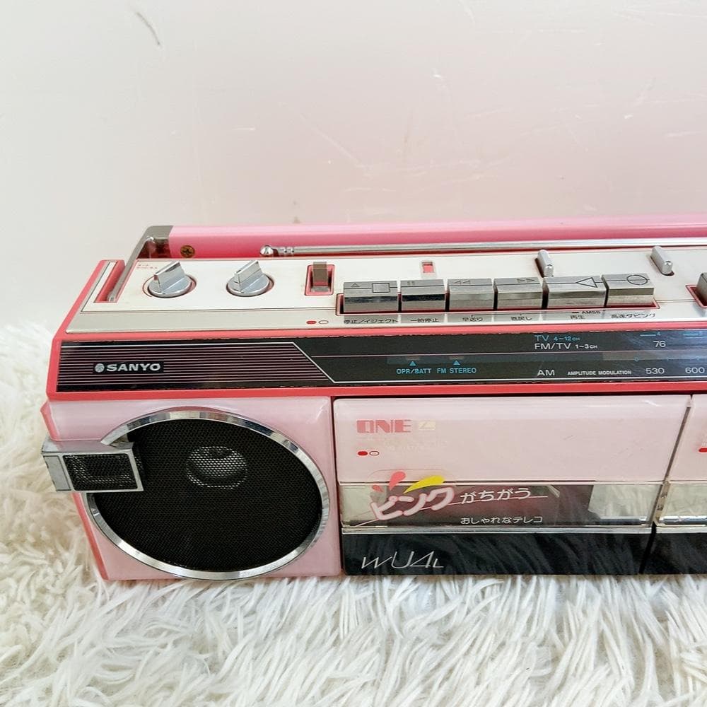 希少なピンク! SANYO MR-WU4L 当時物 ダブルラジカセ 昭和レトロ