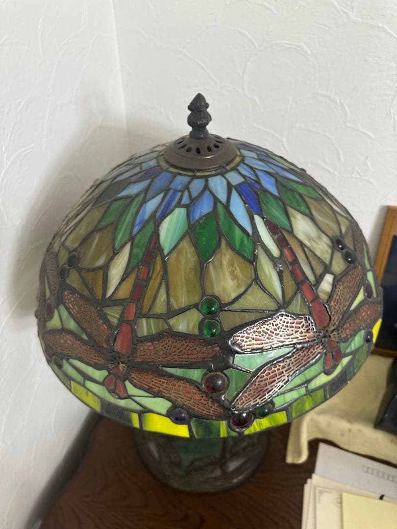 アンティーク　ステンドグラスランプ　トンボ
