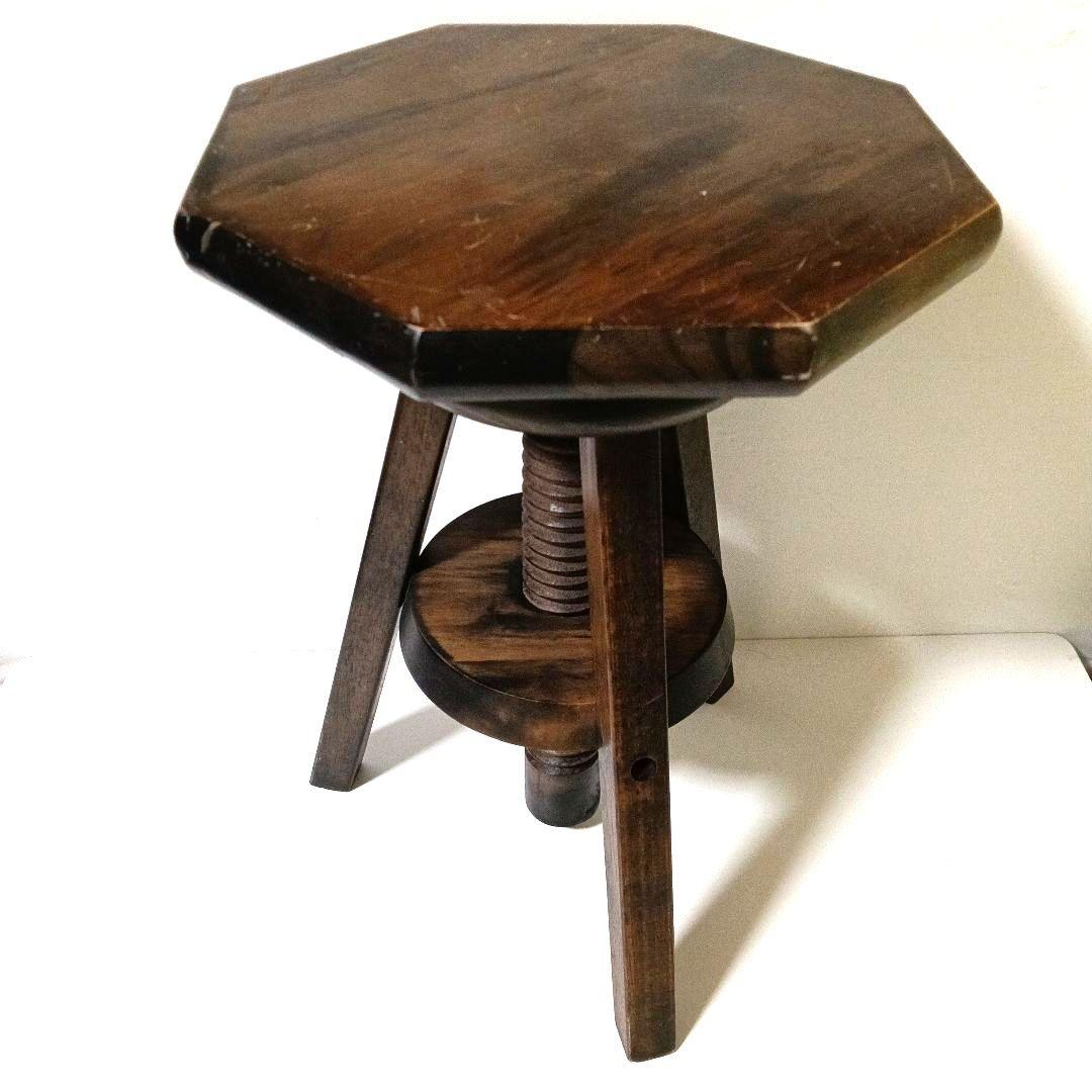 一点物 希少 ヴィンテージ 木製回転式スツール アトリエスツール オクタゴン