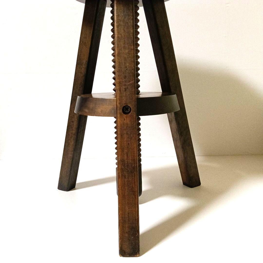 一点物 希少 ヴィンテージ 木製回転式スツール アトリエスツール オクタゴン