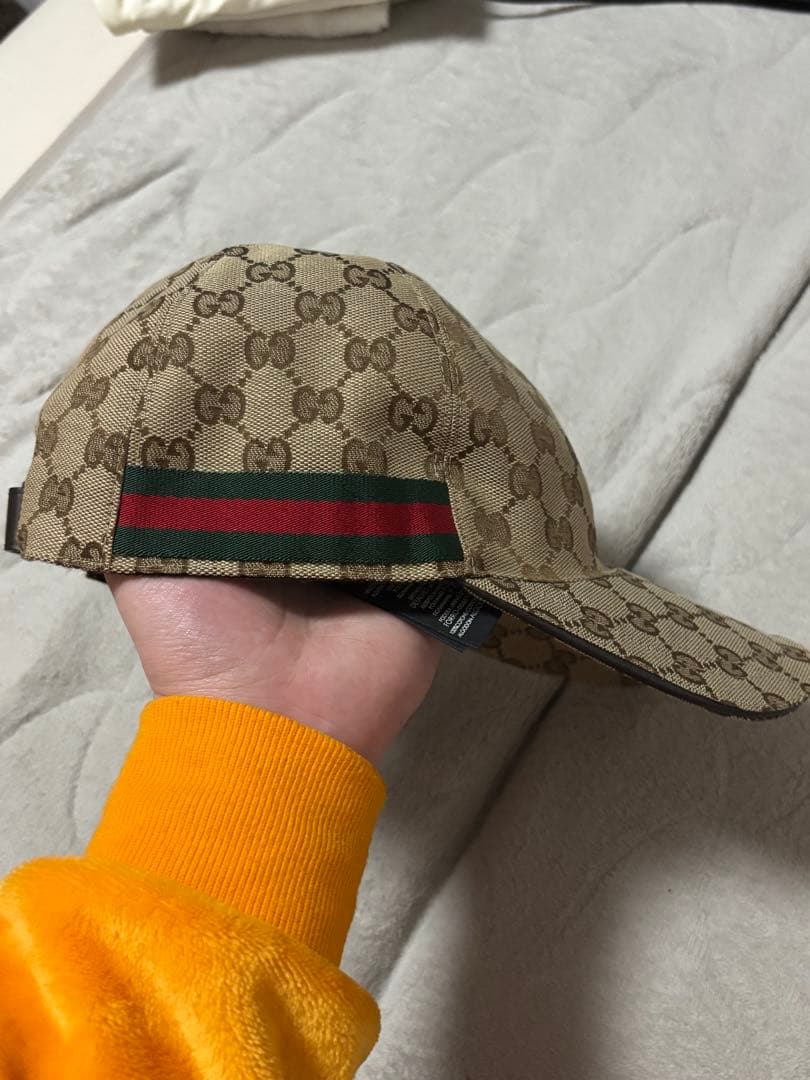 GGキャンバス シェリーライン キャップ 帽子 ベージュ 200035