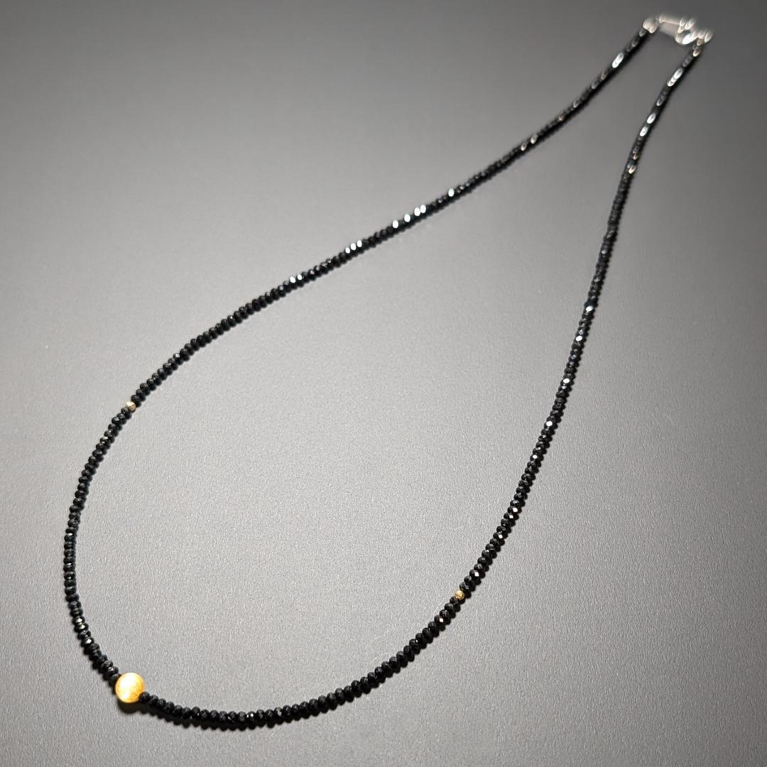 K18ゴールド タイチンルチル ブラックスピネル ネックレス プレゼント ギフト