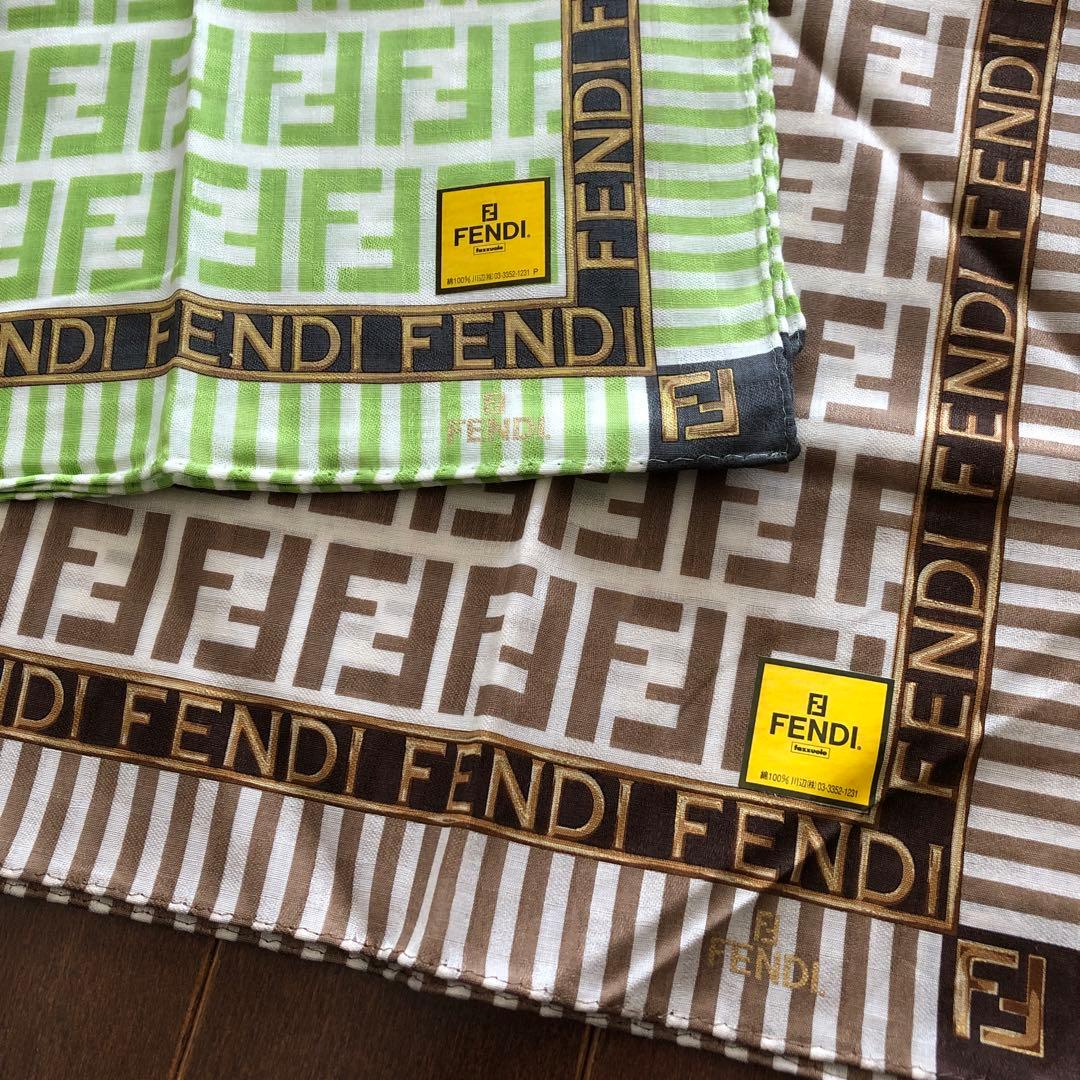 未使用　FENDI ハンカチ2枚セット　ズッカ　総柄　フェンディ