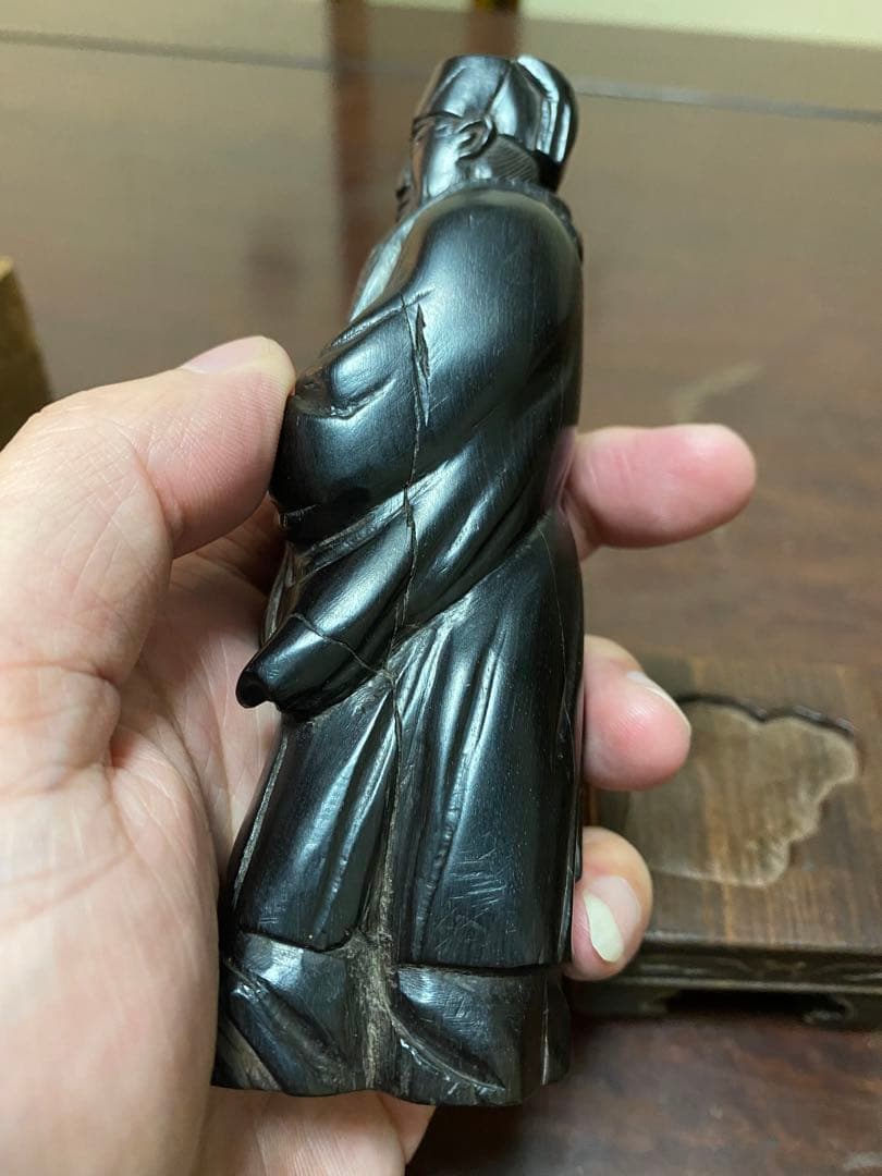 中国　木彫　紫檀　道教　文人