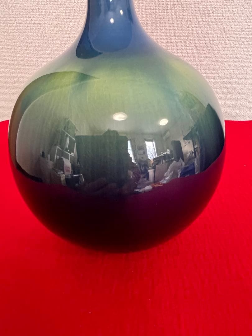 人間国宝 柳雨軒 三代 徳田八十吉 碧明釉 壺 約16.3cm 管理T303