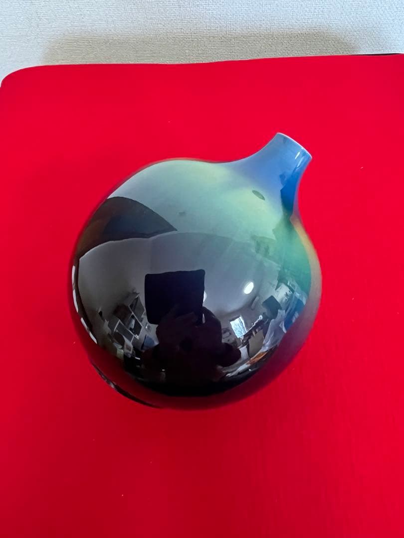 人間国宝 柳雨軒 三代 徳田八十吉 碧明釉 壺 約16.3cm 管理T303