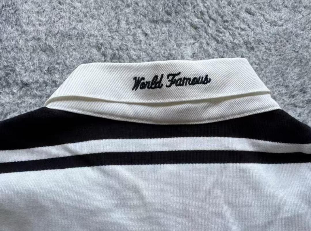 ストライプ長袖ポロシャツ