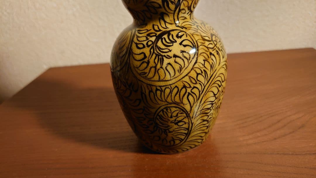 古九谷　九谷焼　徳利　花入　蔵出し　江戸期　角福　黄釉　１客