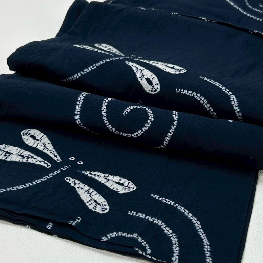 浴衣　絞り浴衣　本場　有松絞り　トンボ　渦　藍紺　新品　未使用　0731⑧