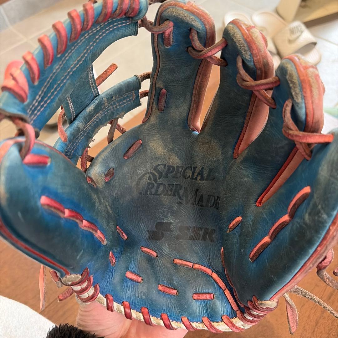 SSK 特注 軟式グローブ 青赤
