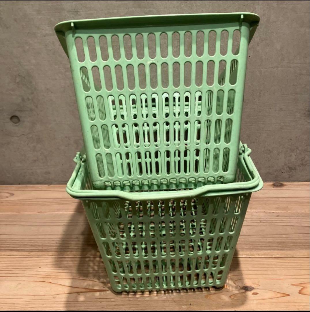 昭和レトロ　ジャスコ　イオン　2個　買い物かご　レトロポップ　収納　かご　店舗