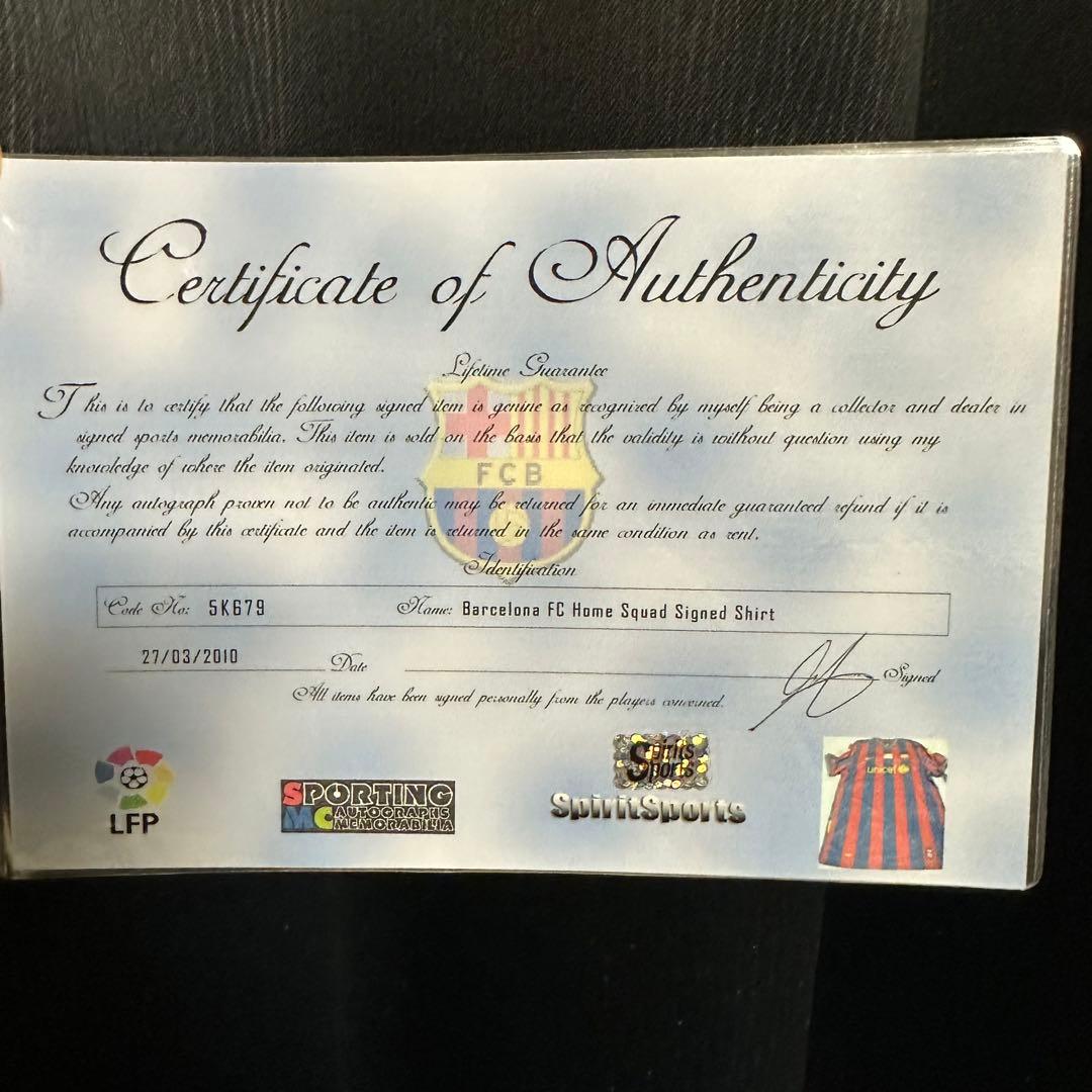 FCバルセロナ　直筆マルチサイン　ユニフォーム　証明書付き　メッシ　イニエスタ