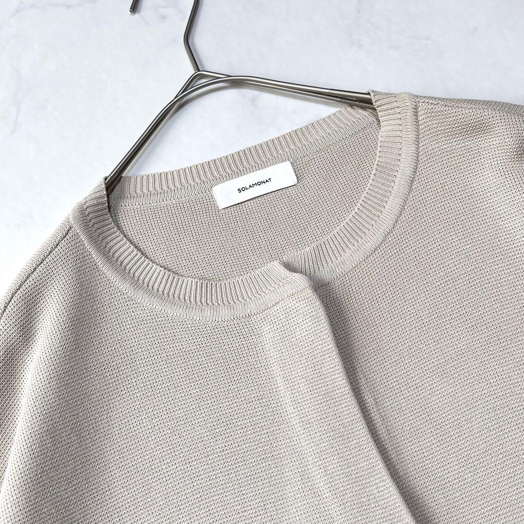 ソラモナポッシエ ウエハースニットワイドカーディガン日本製 グレージュ系定番人気