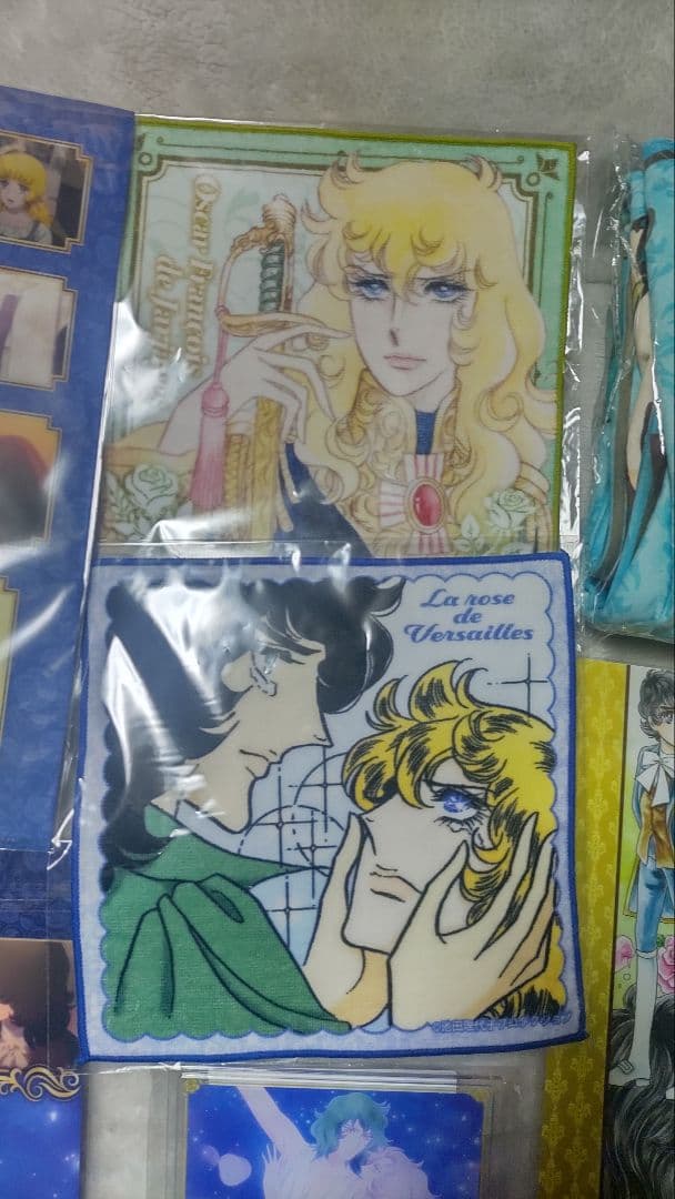 ベルサイユのばら　オスカル&アンドレクッションカバー他グッズ1式まとめ売り８点