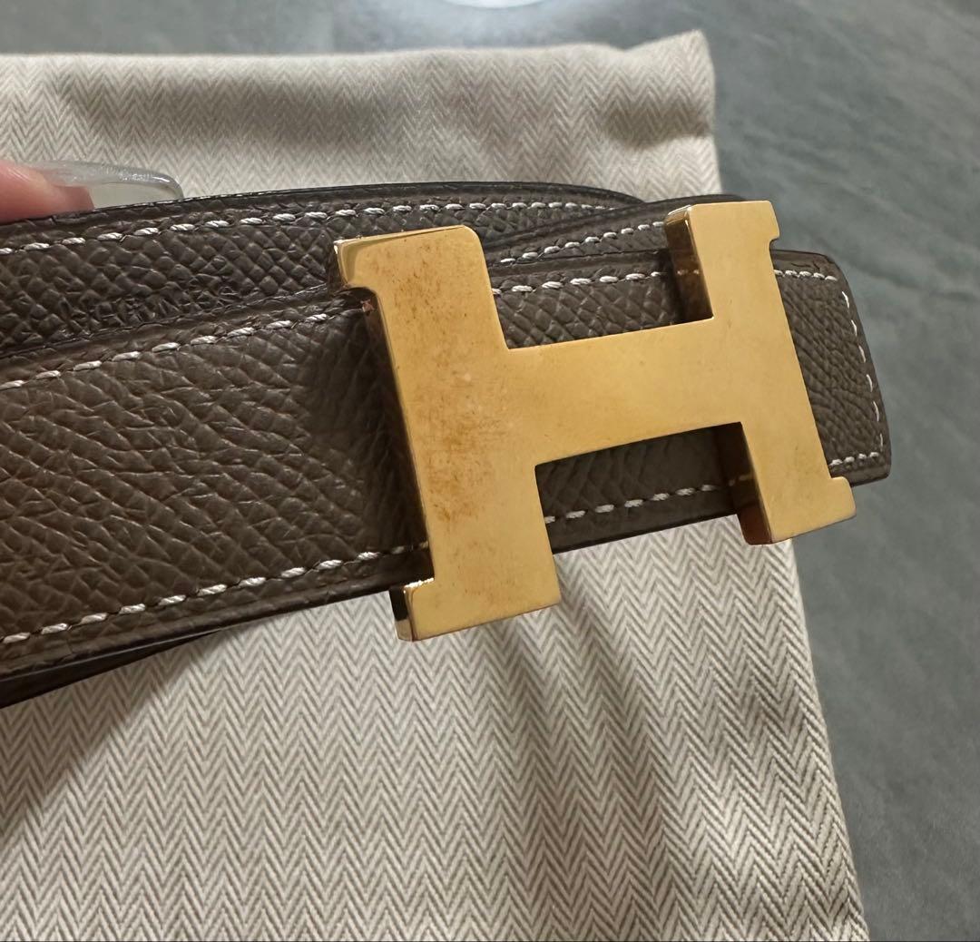 (専用)エルメス リバーシブルベルト 24mm 黒/エトゥープ ミニコンスタンス