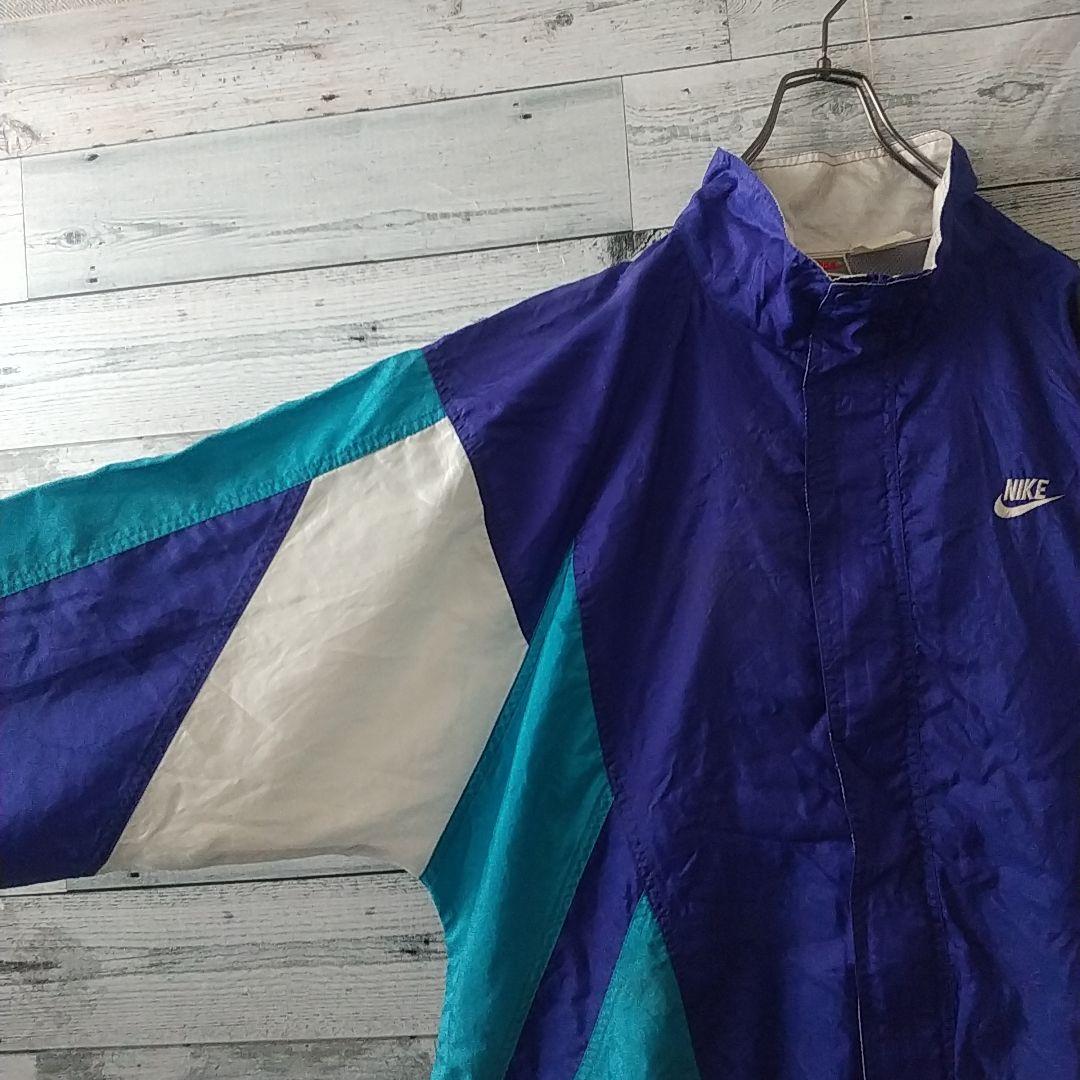 希少☆90s ナイキ 刺繍ロゴ ナイロンジャケット L～XL マルチカラー