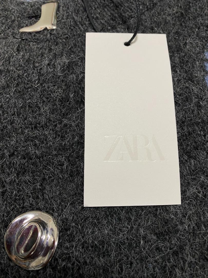ZARA ジャカードニットボタンカーディガン S