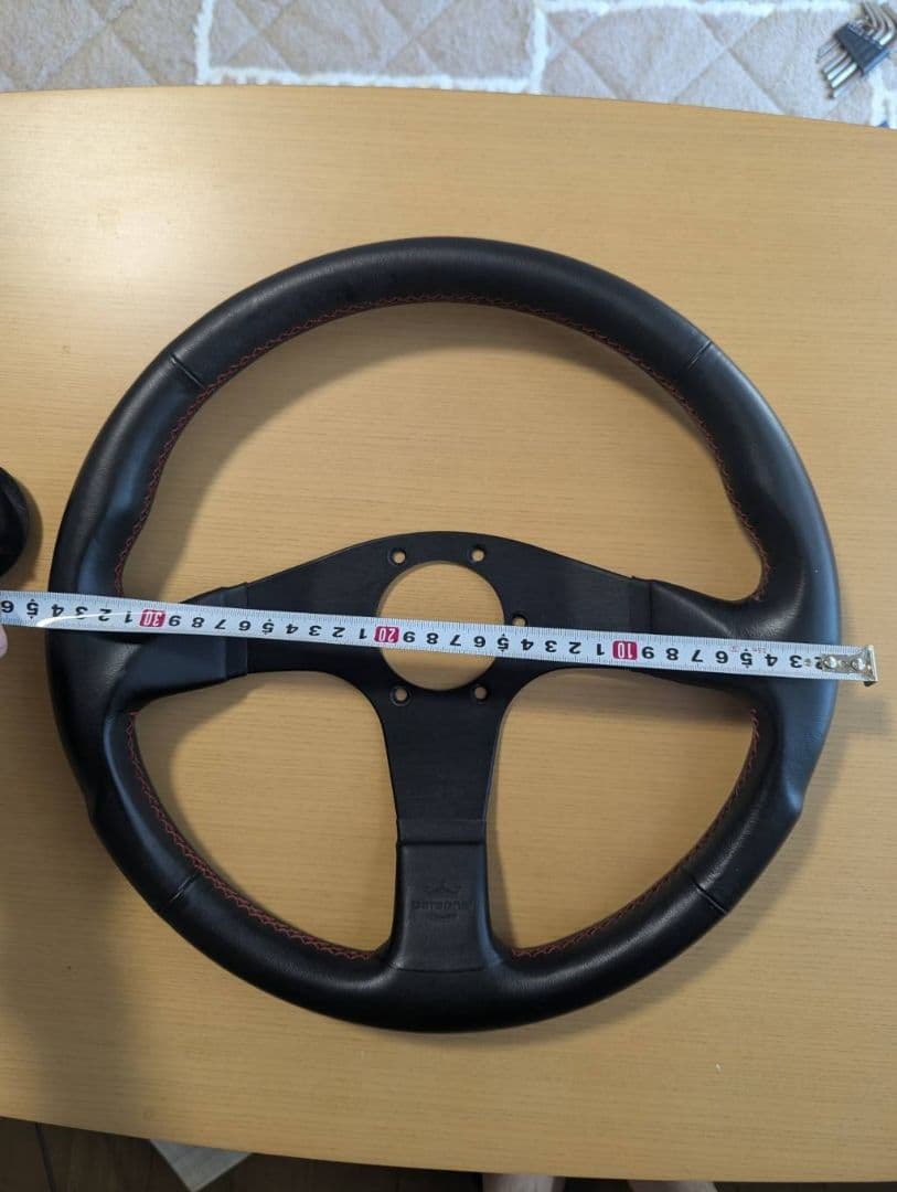 personal ステアリングホイール 黒 レッドステッチ