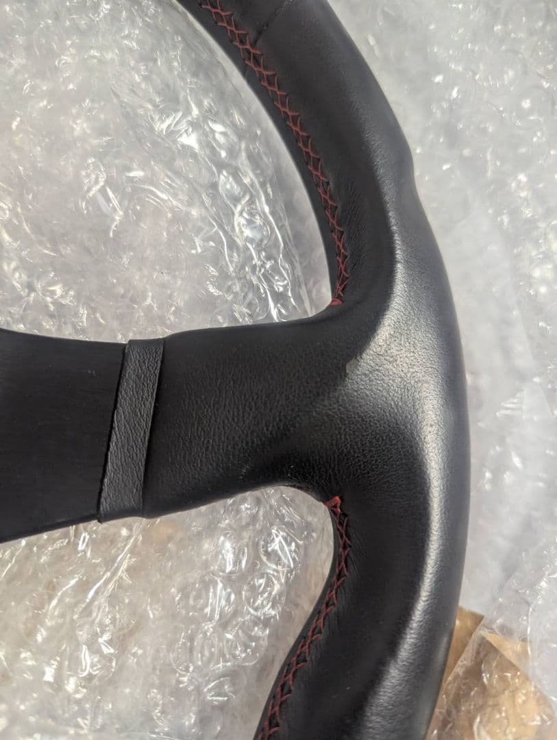 personal ステアリングホイール 黒 レッドステッチ