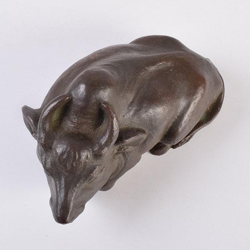 古銅　ブロンズ　牛　置物　在銘　C　R8960