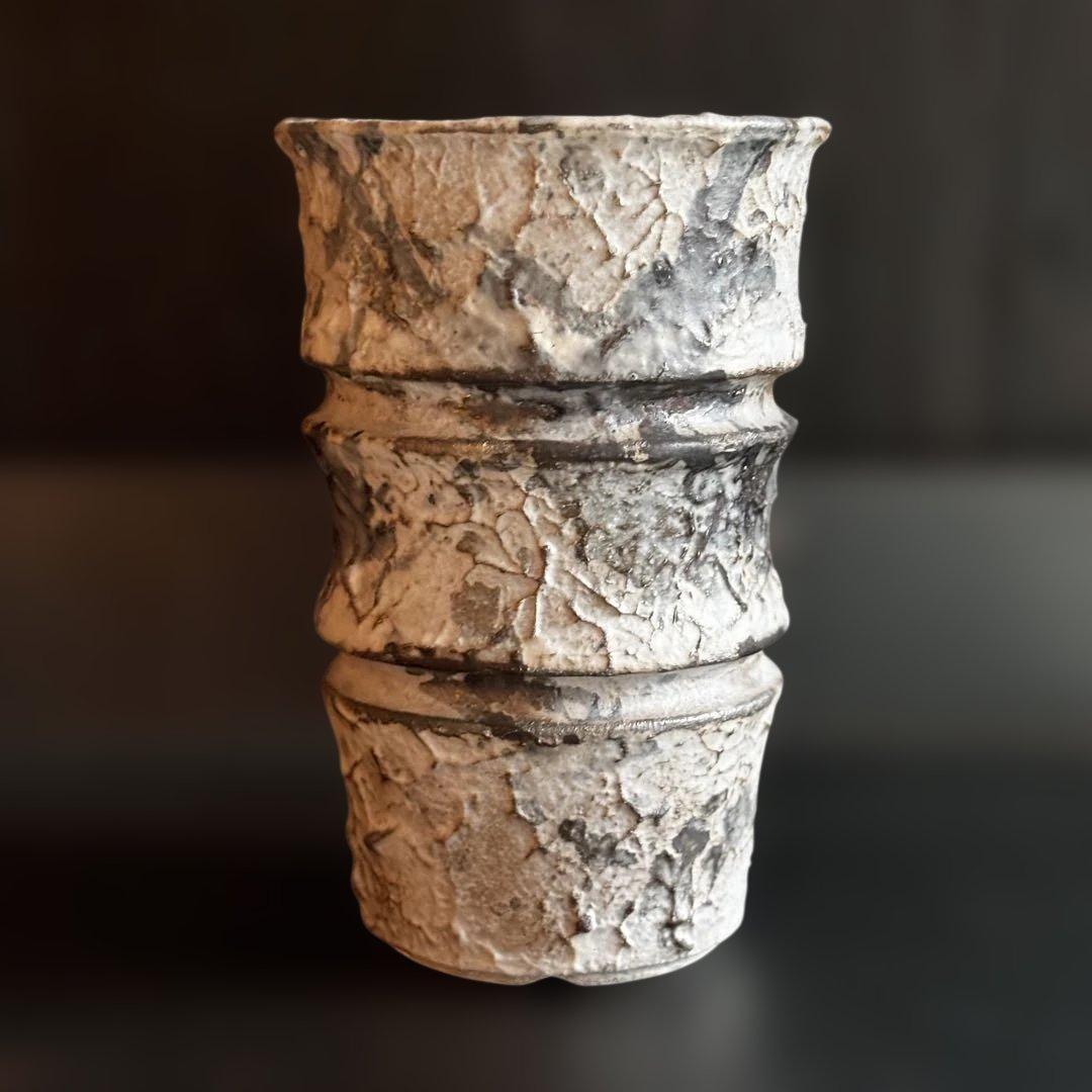 有馬和博 白サビ陶器鉢｜未使用 作家鉢｜φ10.5cm H15.5cm