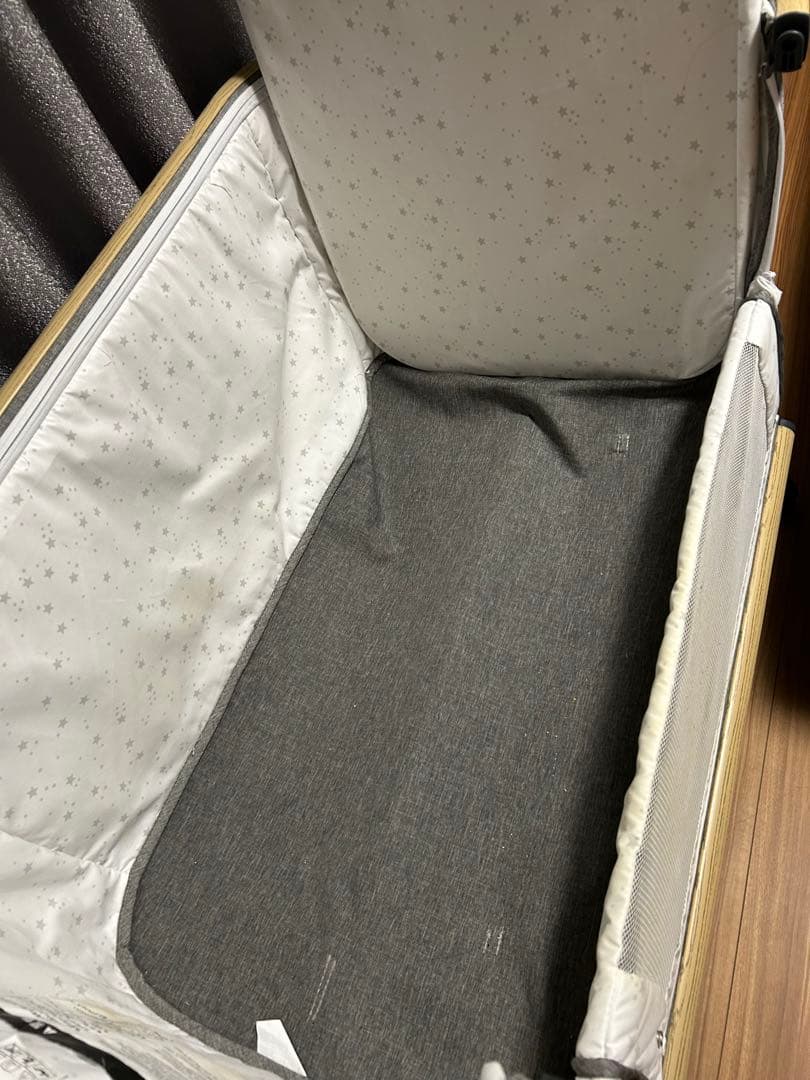 HZDMJ ベビーベッド　折りたたみ　グレー