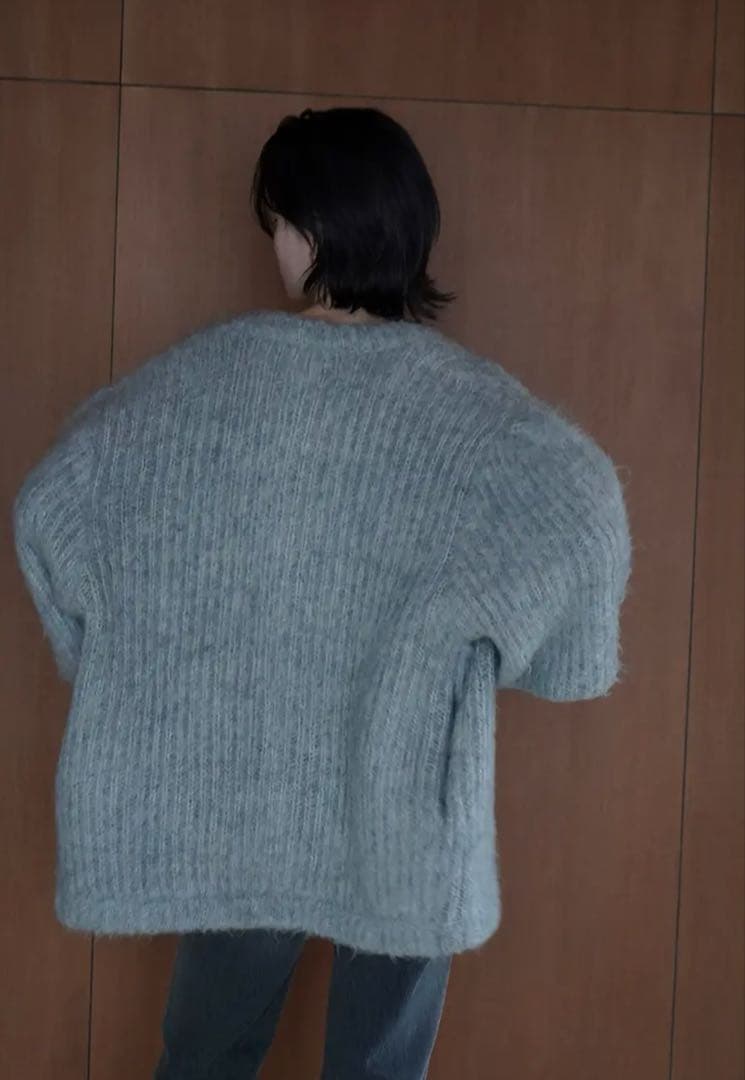 美品　クラネ　モヘヤシャギーニットカーディガン　グレー　ボリューム袖　サイズ2