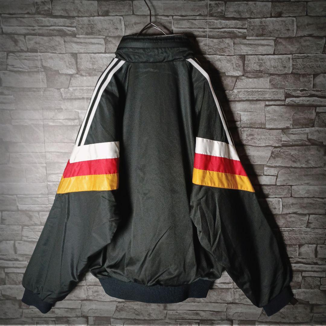 当時物☆90sアディダスナイロンジャケット デサント 刺繍ロゴ ワイド 短丈