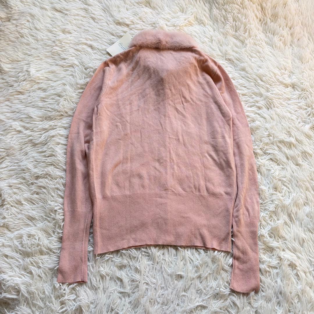 新品タグ付 ブルマリン ミンクファー襟付き カシミヤ混ビジューニットカーディガン