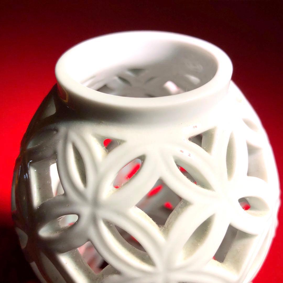 【茶道具】13代平石嘉助作　平戸白磁七宝透かし杓立