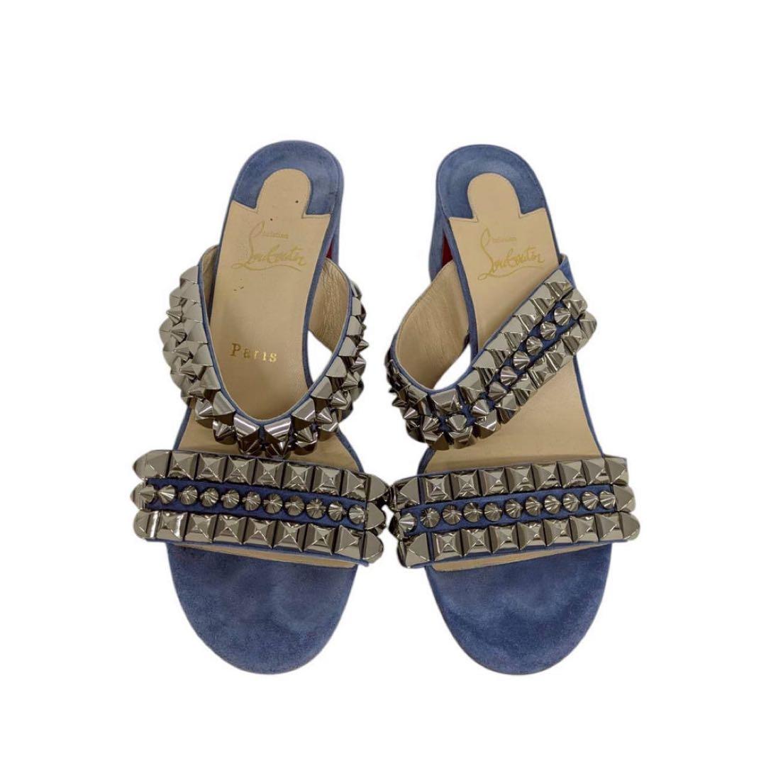 Christian Louboutin ルブタン スタッズサンダル ブルー 38