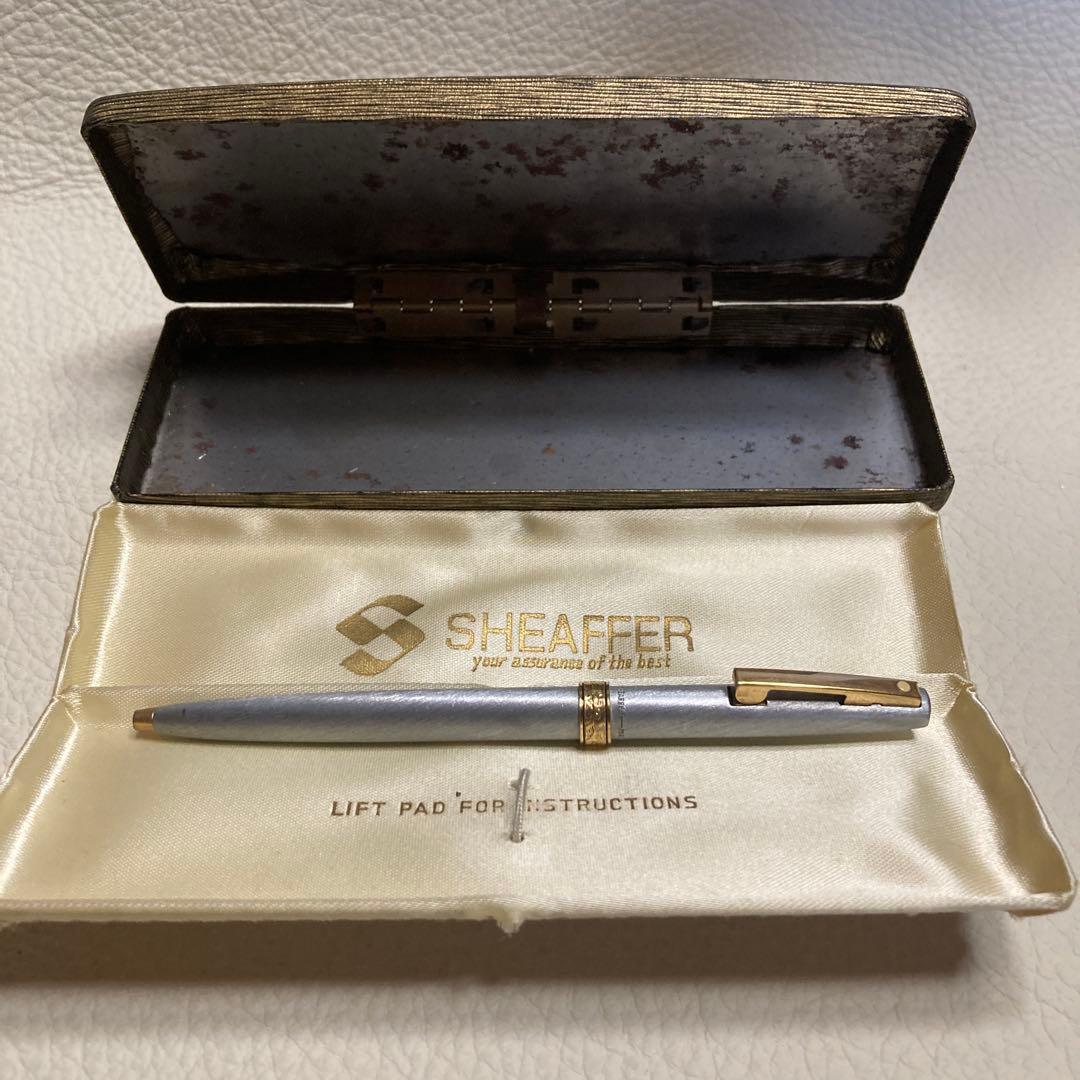 激レア品 シェファー　シルバーボディーボールペン 13センチ　金属箱付￼