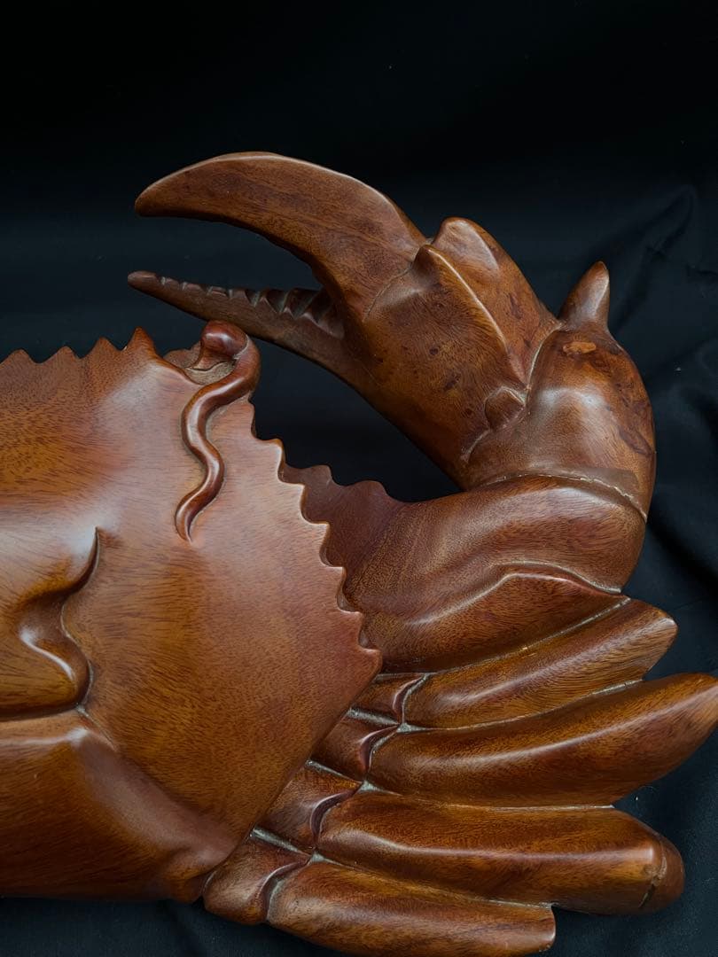 稀少 木彫りの蟹 カニ 木製 置物 木工 工芸品 飾り オブジェ