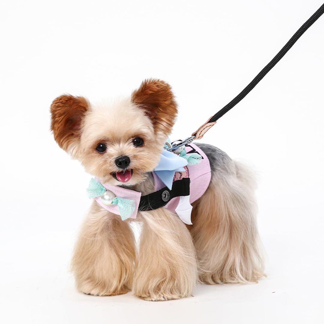 〆DAZI 犬用ハーネス、調整可能なベルクロデニム犬用ハーネス（小型犬用）