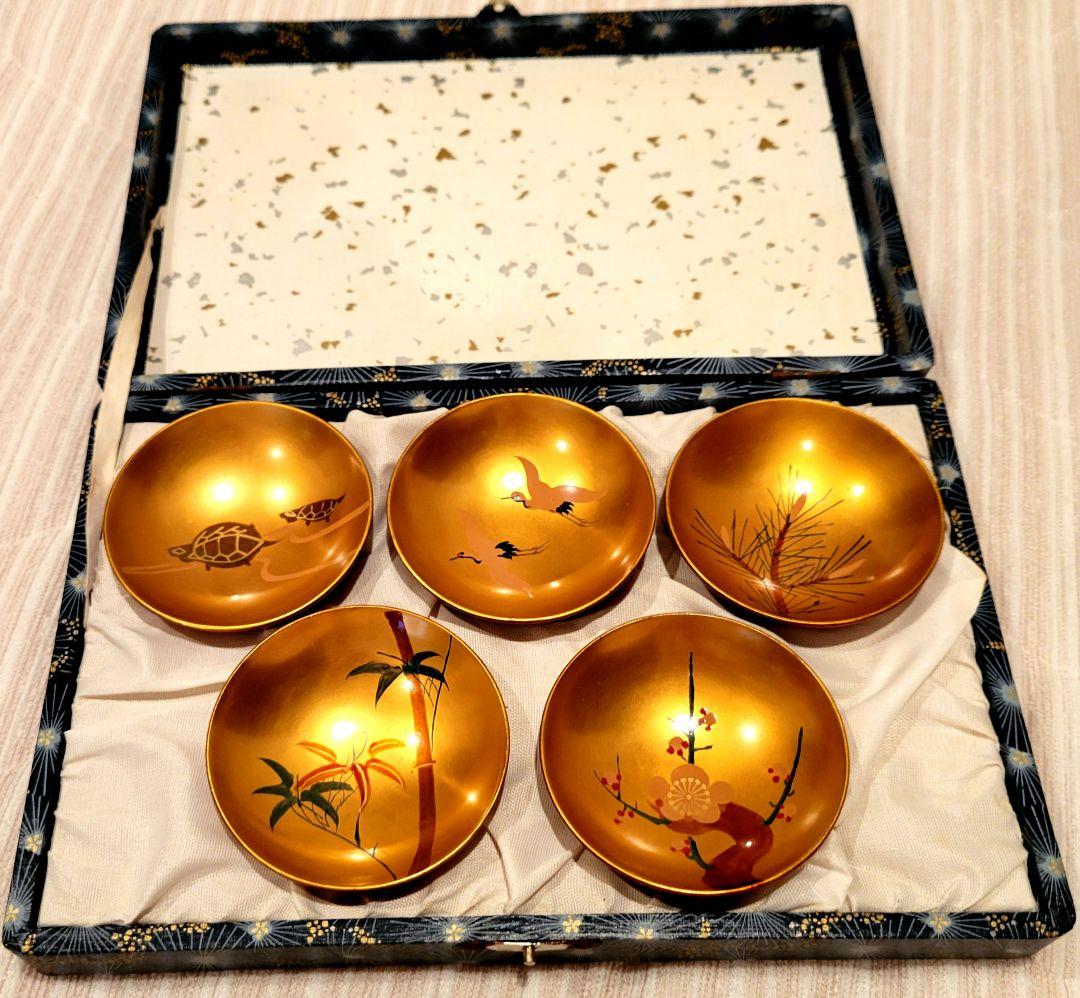 日本和食器 漆器 5個セット 金色