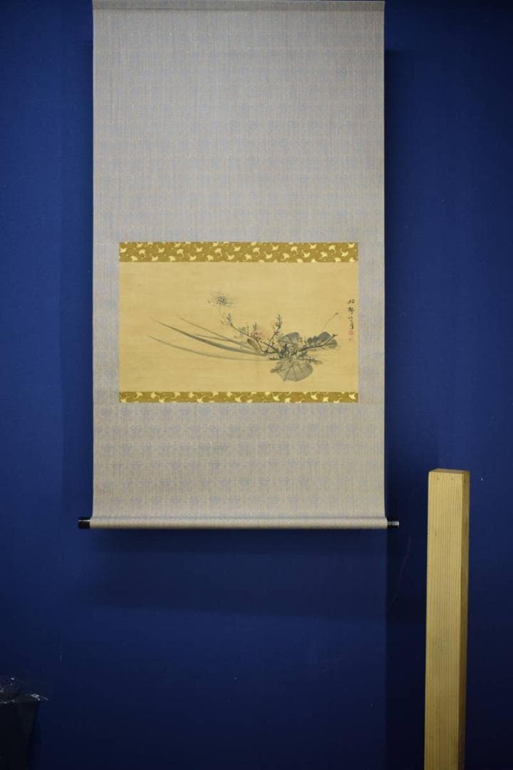 真作/藤井松林/四君子/花鳥図/横物/布袋屋掛軸HJ-669