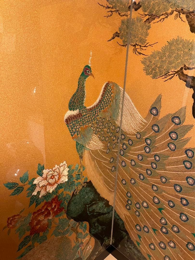 豪華絢爛⭐︎表面ガード付き　孔雀と花の衝立　ダイヤモンド入り（目）
