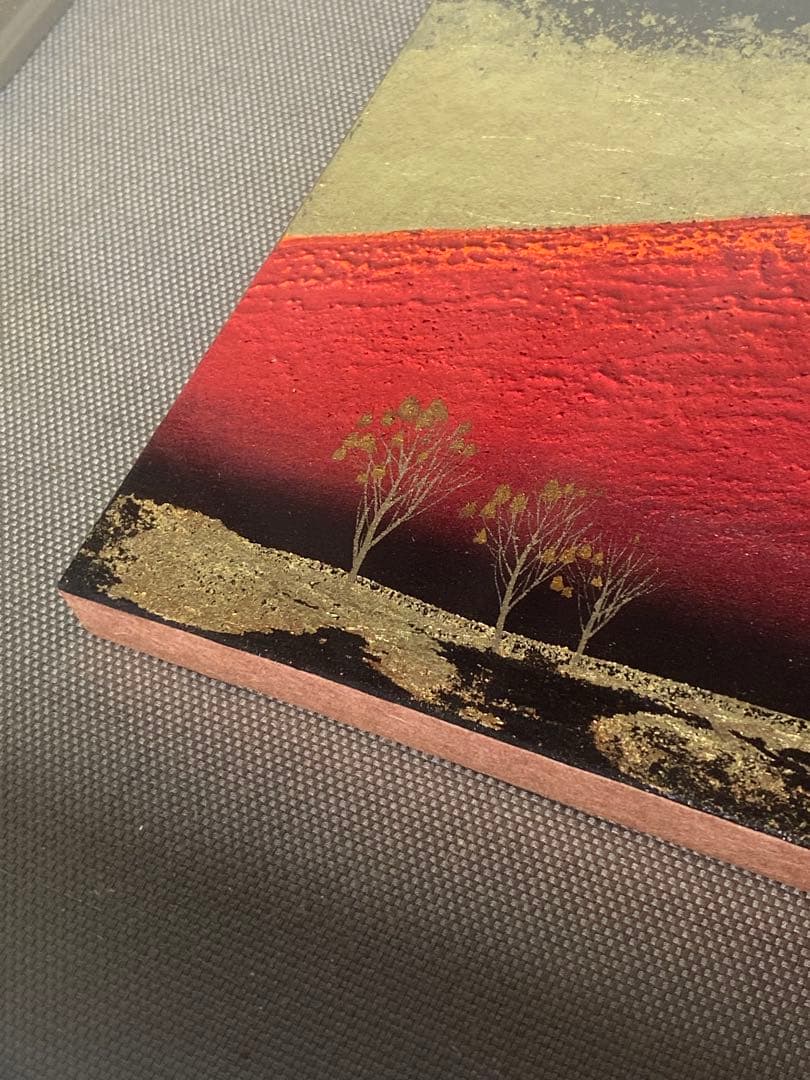 2289❣️ 下川立夏「朱映富嶽」赤富士 日本画 肉筆画　現代日本画家　入手困難