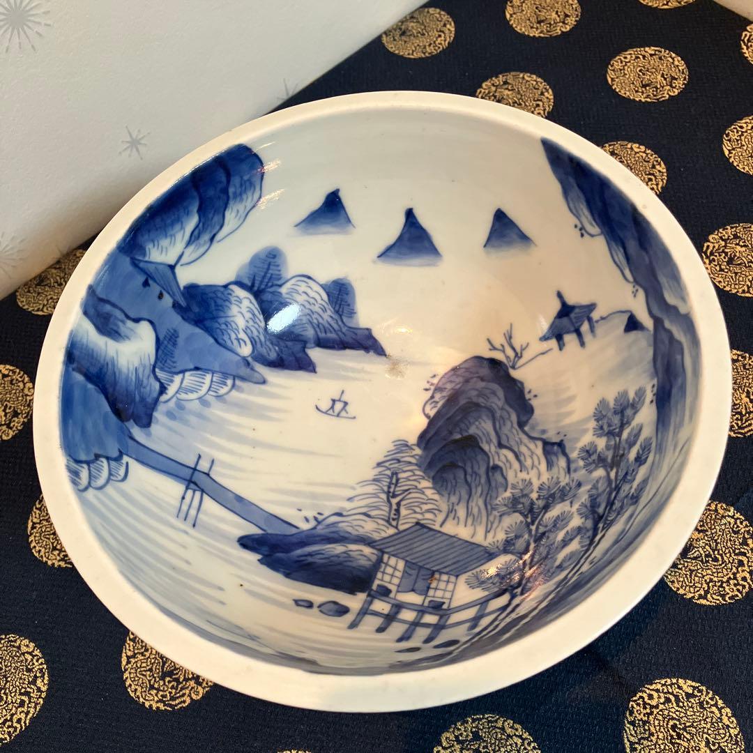 九谷 古染付盃洗 コンポート 花器 アンティーク