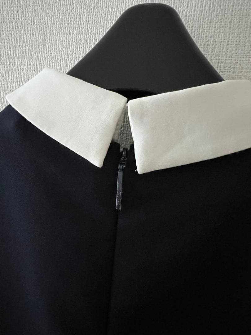Rene 白襟　34 美品　ワンピース　濃紺 襟付きワンピース　商品タグ有り