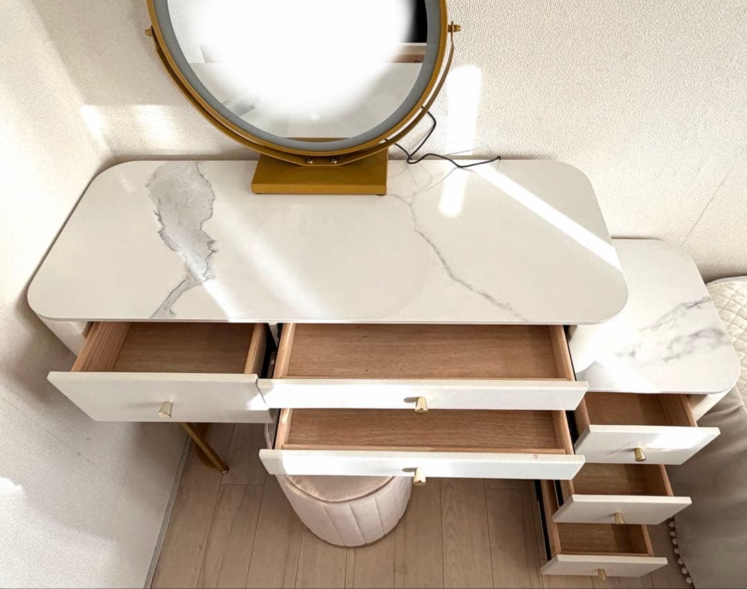 2/15まで【セット】モダンホワイトドレッサー・鏡台