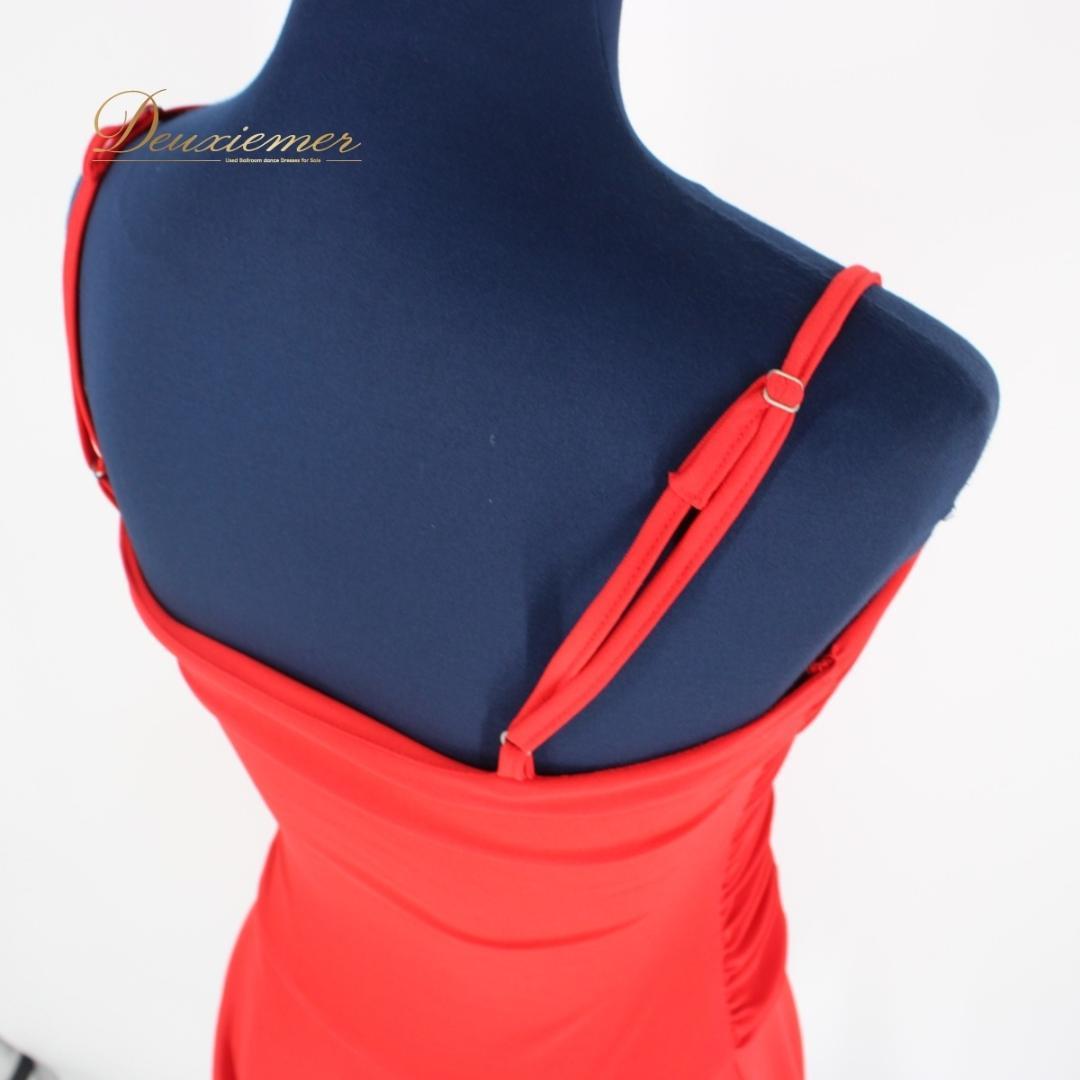 【美品 社交ダンス衣装】ワンピース ドレス ラテン 赤 黒 レッド ブラック