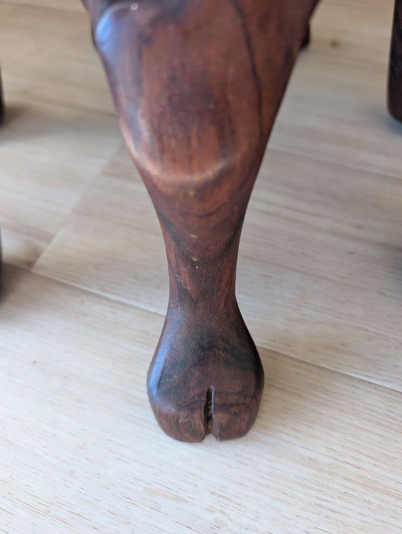 即発送★アンティーク木彫 一本彫り 駱駝型 折り畳み式 花台ラクダ置物 古道具