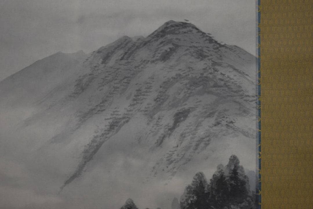 真作/南義信/淡彩山水図/屋形船図/桐共二重箱付/布袋屋掛軸HI-100