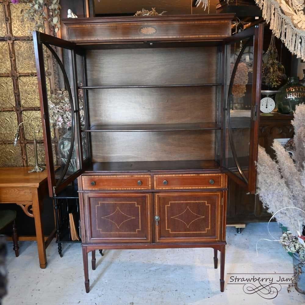 IFU-425 英国アンティーク マホガニー キャビネット 飾り棚 ガラスケース